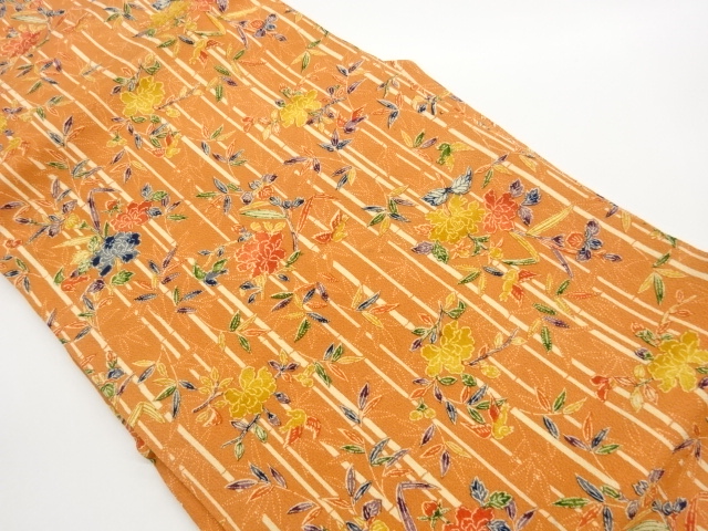JAPANESE NAGOYA OBI / CHIRIMEN / KATAZOME / BAMBOO